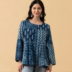 Trade Cloth Tokyo Blouse Indigo Patchwork Size S/M
